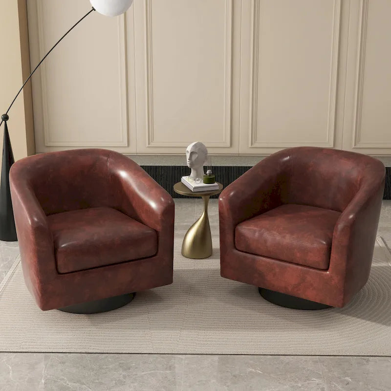 Lot de 2 fauteuils d'appoint pivotants à 360° en tissu, fauteuils baquets