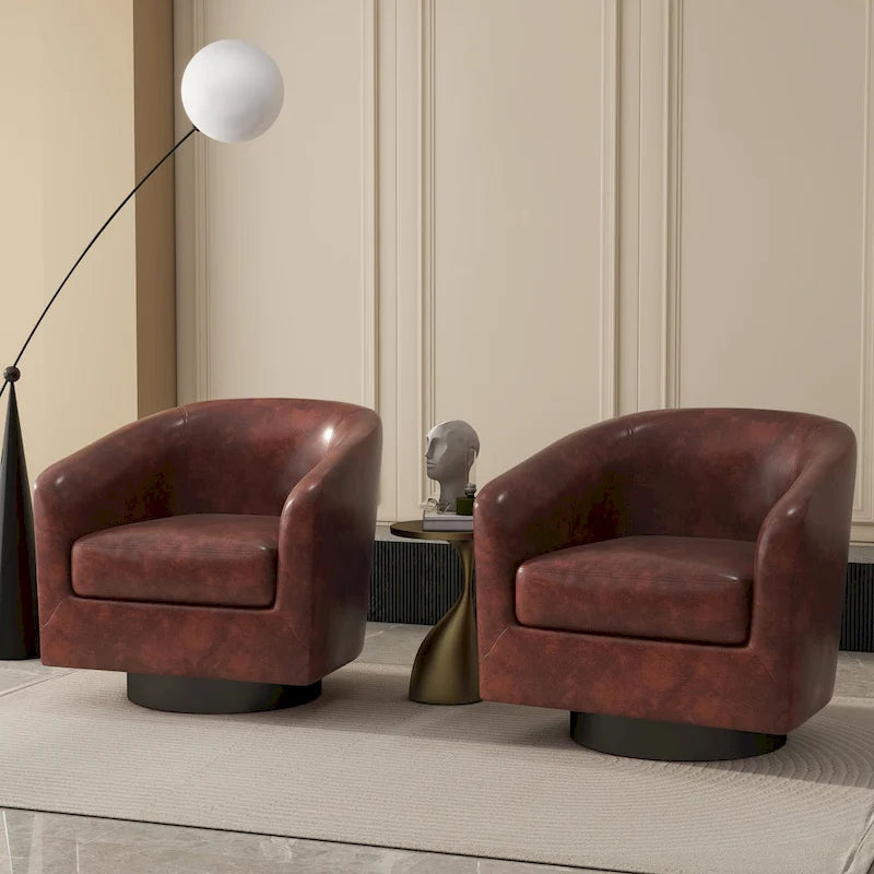 Lot de 2 fauteuils d'appoint pivotants à 360° en tissu, fauteuils baquets