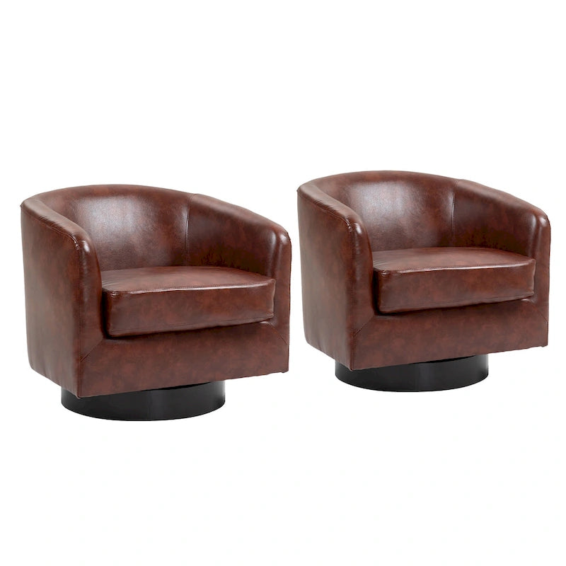 Lot de 2 fauteuils d'appoint pivotants à 360° en tissu, fauteuils baquets