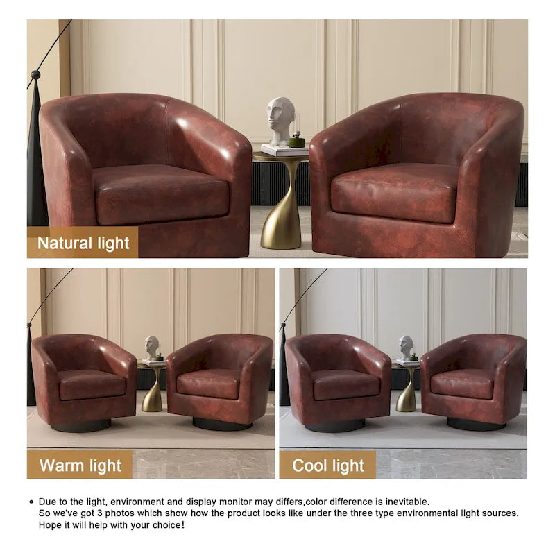 Lot de 2 fauteuils d'appoint pivotants à 360° en tissu, fauteuils baquets