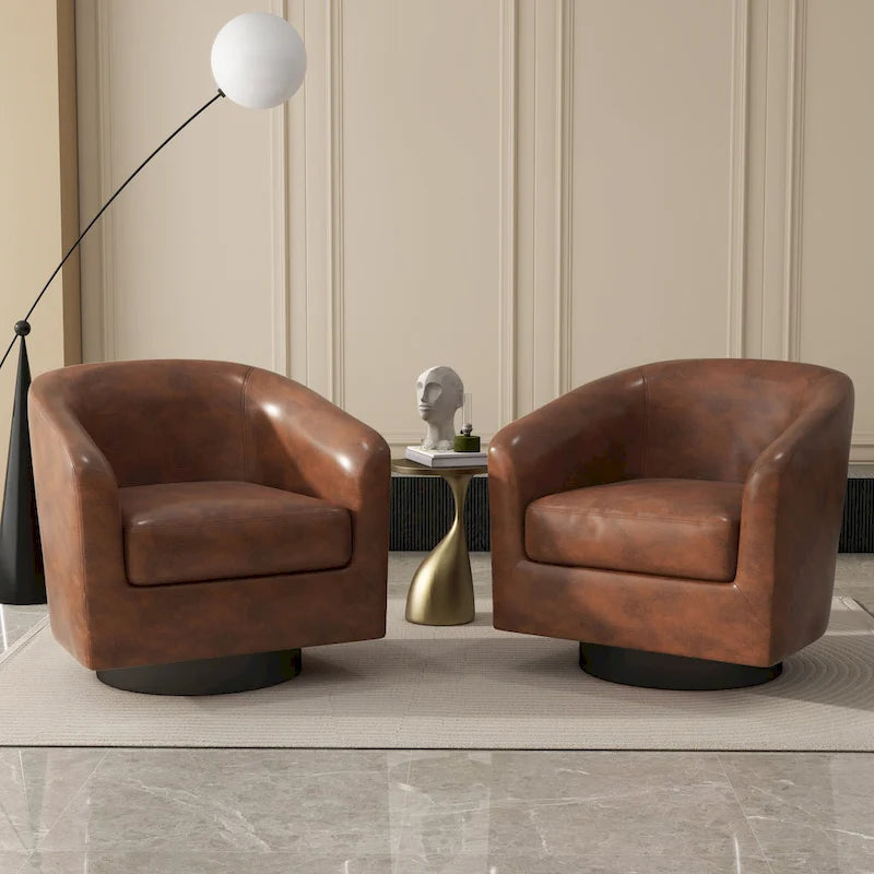 Lot de 2 fauteuils d'appoint pivotants à 360° en tissu, fauteuils baquets