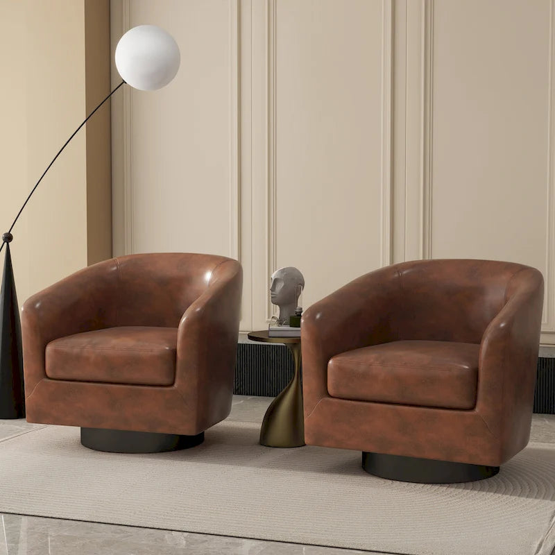 Lot de 2 fauteuils d'appoint pivotants à 360° en tissu, fauteuils baquets