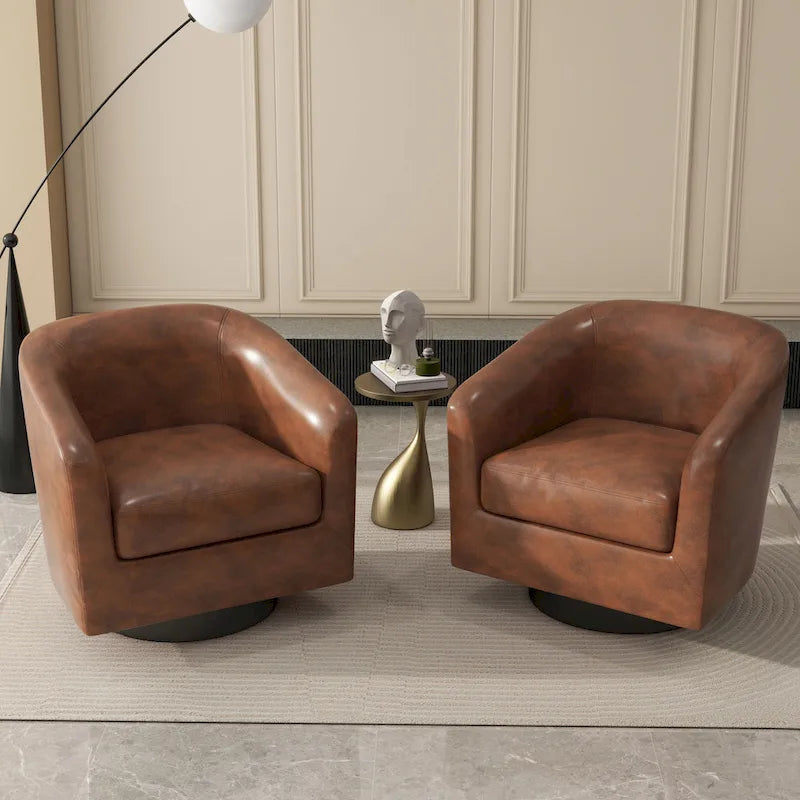 Lot de 2 fauteuils d'appoint pivotants à 360° en tissu, fauteuils baquets