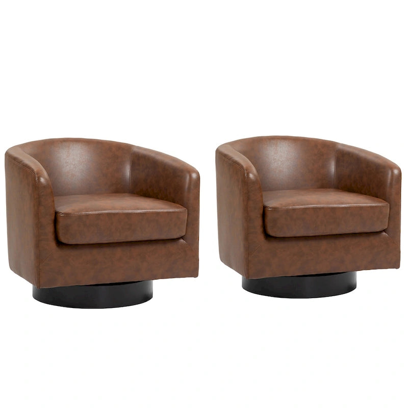 Lot de 2 fauteuils d'appoint pivotants à 360° en tissu, fauteuils baquets
