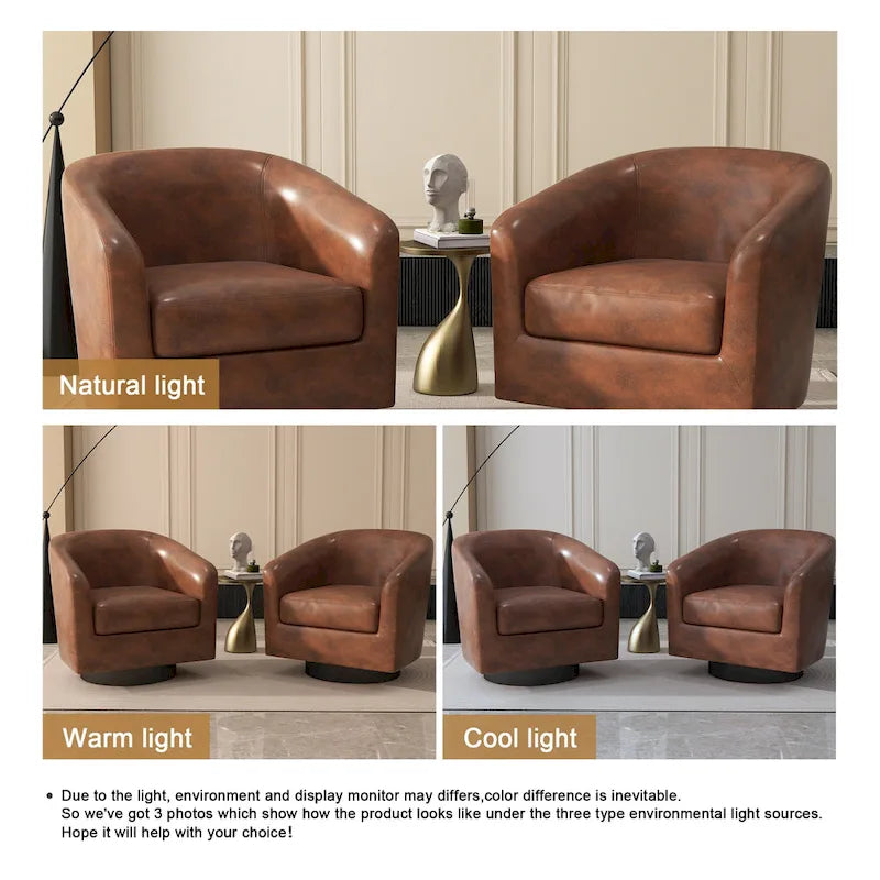 Lot de 2 fauteuils d'appoint pivotants à 360° en tissu, fauteuils baquets