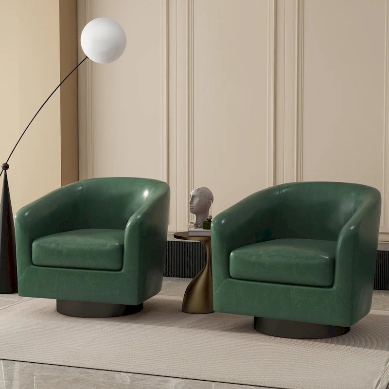 Lot de 2 fauteuils d'appoint pivotants à 360° en tissu, fauteuils baquets
