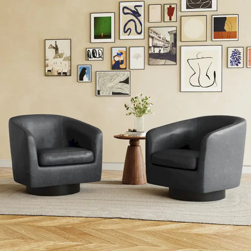 Lot de 2 fauteuils d'appoint pivotants à 360° en tissu, fauteuils baquets