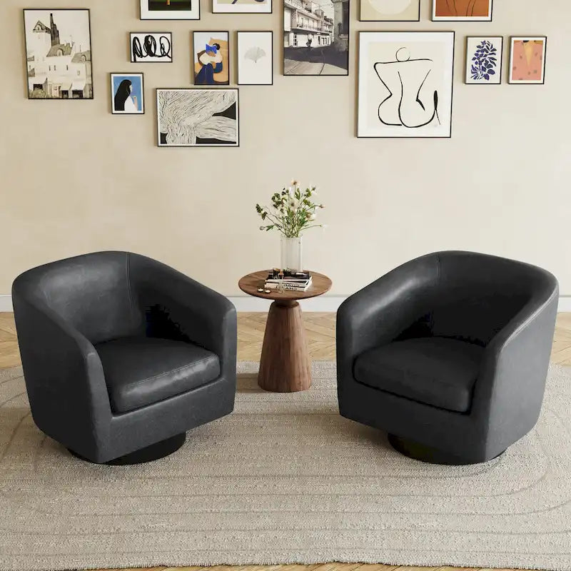 Lot de 2 fauteuils d'appoint pivotants à 360° en tissu, fauteuils baquets