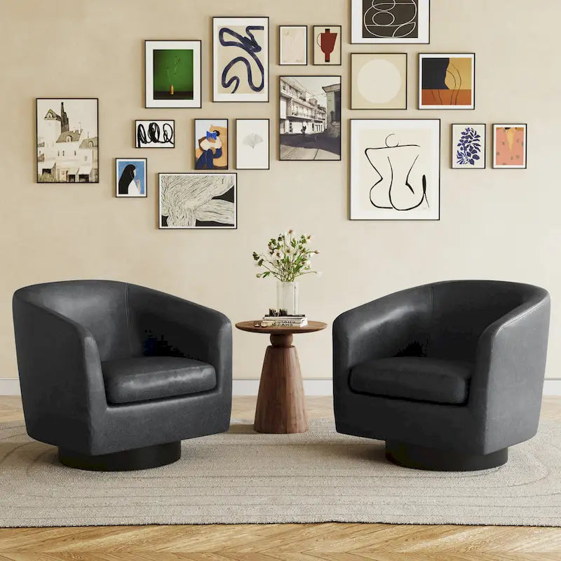 Lot de 2 fauteuils d'appoint pivotants à 360° en tissu, fauteuils baquets