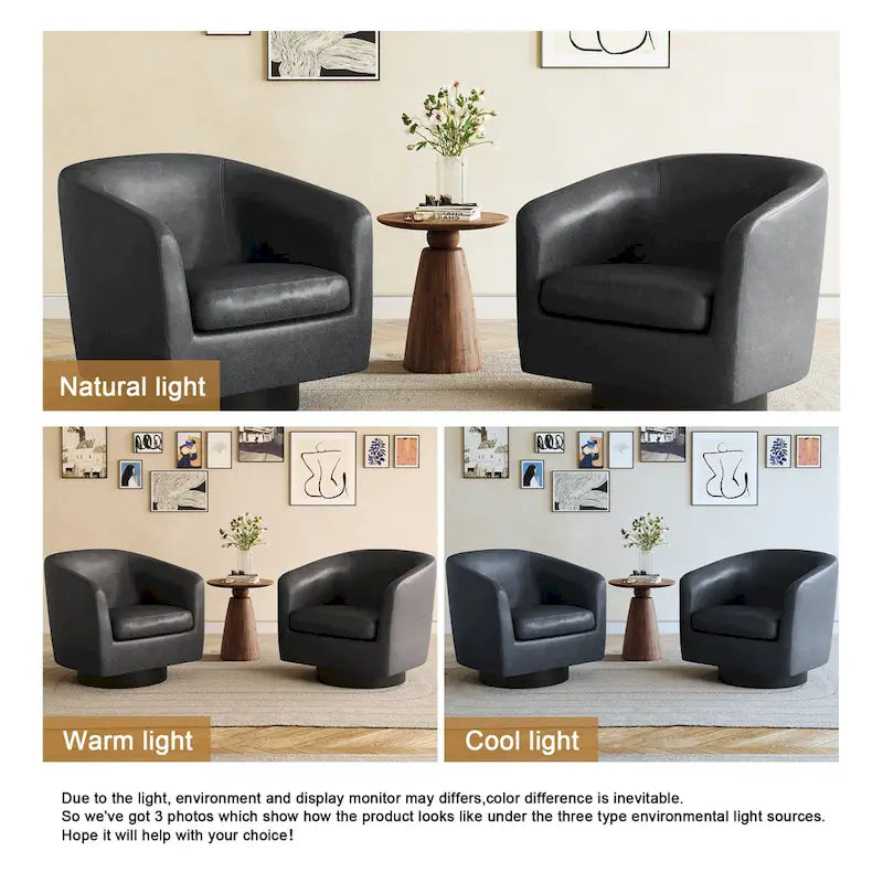 Lot de 2 fauteuils d'appoint pivotants à 360° en tissu, fauteuils baquets
