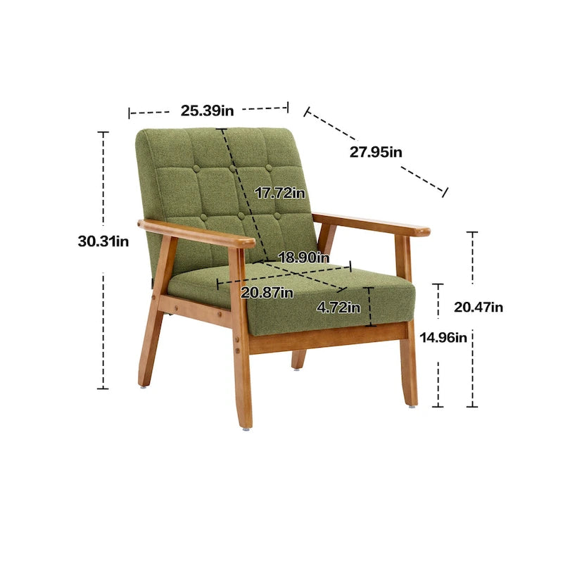 Chaise d'appoint en bois massif de style Mid-Century Modern, pour salon, chambre à coucher ou studio