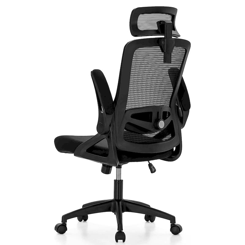 Chaise de bureau ergonomique en maille avec dossier haut, fauteuil de bureau pivotant à 360°