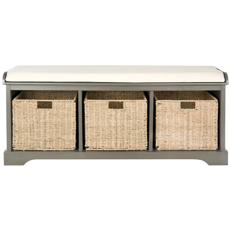 Banc de rangement gris/blanc - 47 x 16,1 x 19,9 - 47 L x 16 P x 20 H