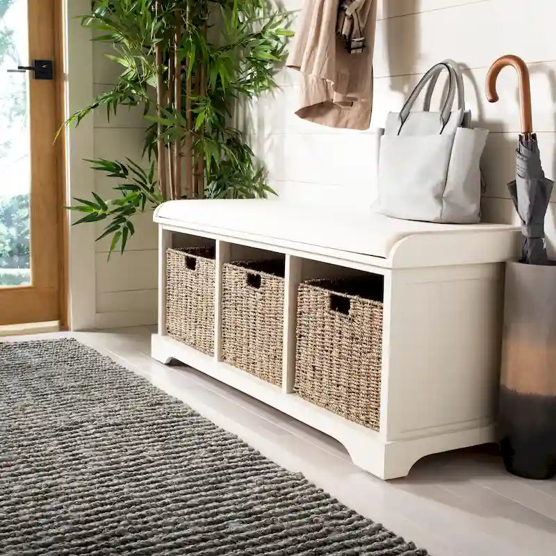 Banc de rangement gris/blanc - 47 x 16,1 x 19,9 - 47 L x 16 P x 20 H