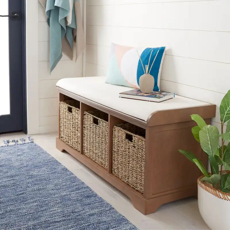 Banc de rangement gris/blanc - 47 x 16,1 x 19,9 - 47 L x 16 P x 20 H