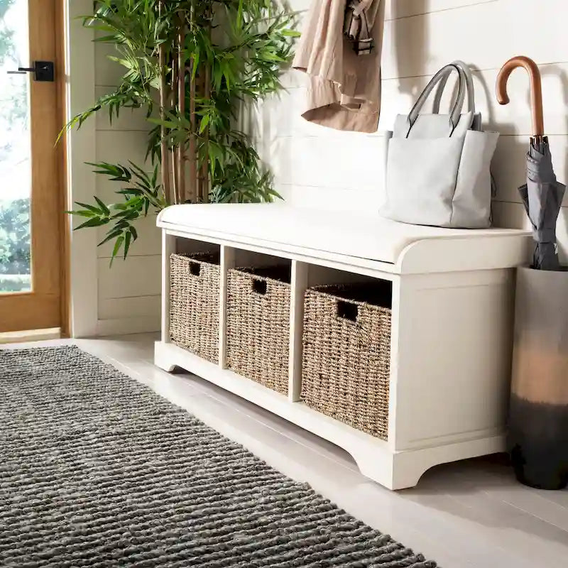 Banc de rangement gris/blanc - 47 x 16,1 x 19,9 - 47 L x 16 P x 20 H