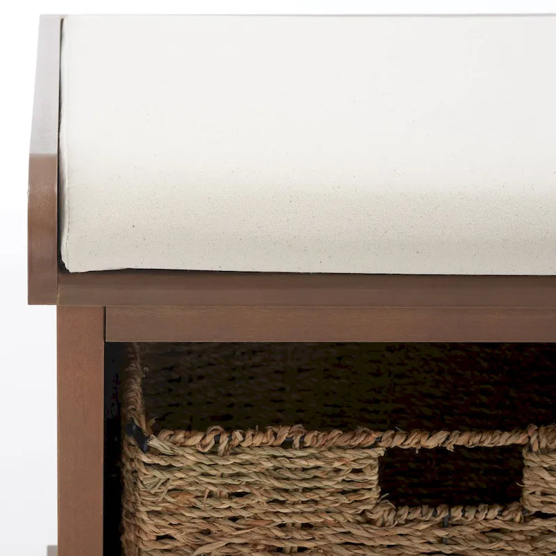 Banc de rangement gris/blanc - 47 x 16,1 x 19,9 - 47 L x 16 P x 20 H