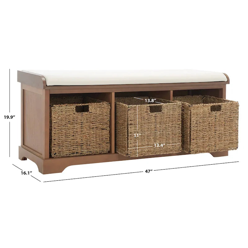 Banc de rangement gris/blanc - 47 x 16,1 x 19,9 - 47 L x 16 P x 20 H
