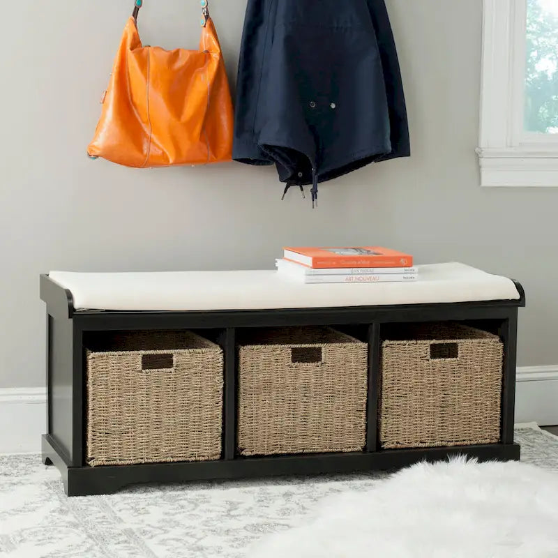 Banc de rangement gris/blanc - 47 x 16,1 x 19,9 - 47 L x 16 P x 20 H