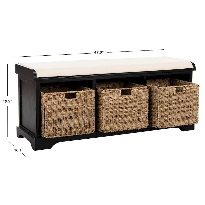Banc de rangement gris/blanc - 47 x 16,1 x 19,9 - 47 L x 16 P x 20 H