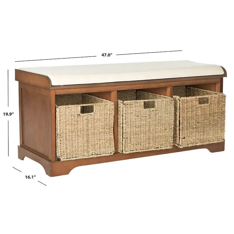 Banc de rangement gris/blanc - 47 x 16,1 x 19,9 - 47 L x 16 P x 20 H