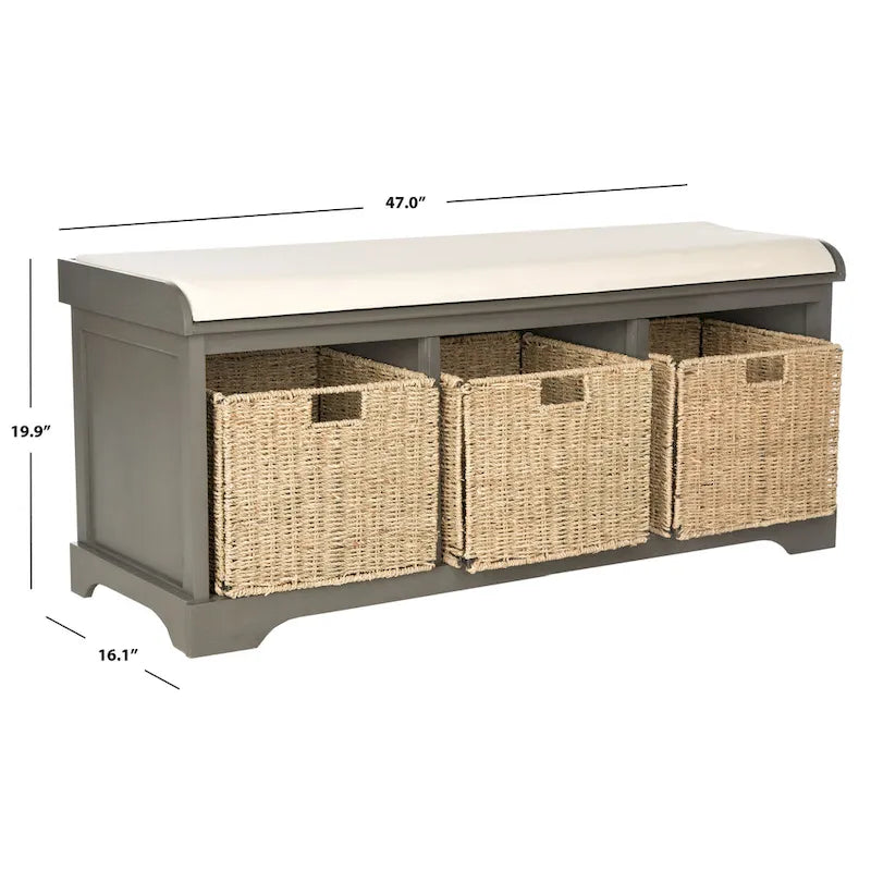 Banc de rangement gris/blanc - 47 x 16,1 x 19,9 - 47 L x 16 P x 20 H