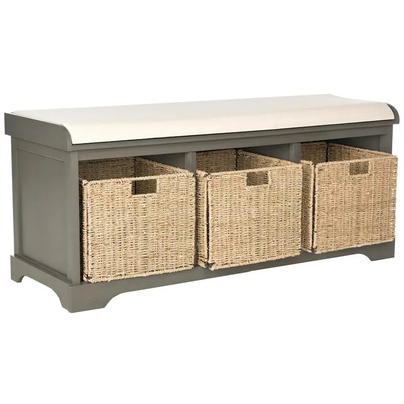Banc de rangement gris/blanc - 47 x 16,1 x 19,9 - 47 L x 16 P x 20 H