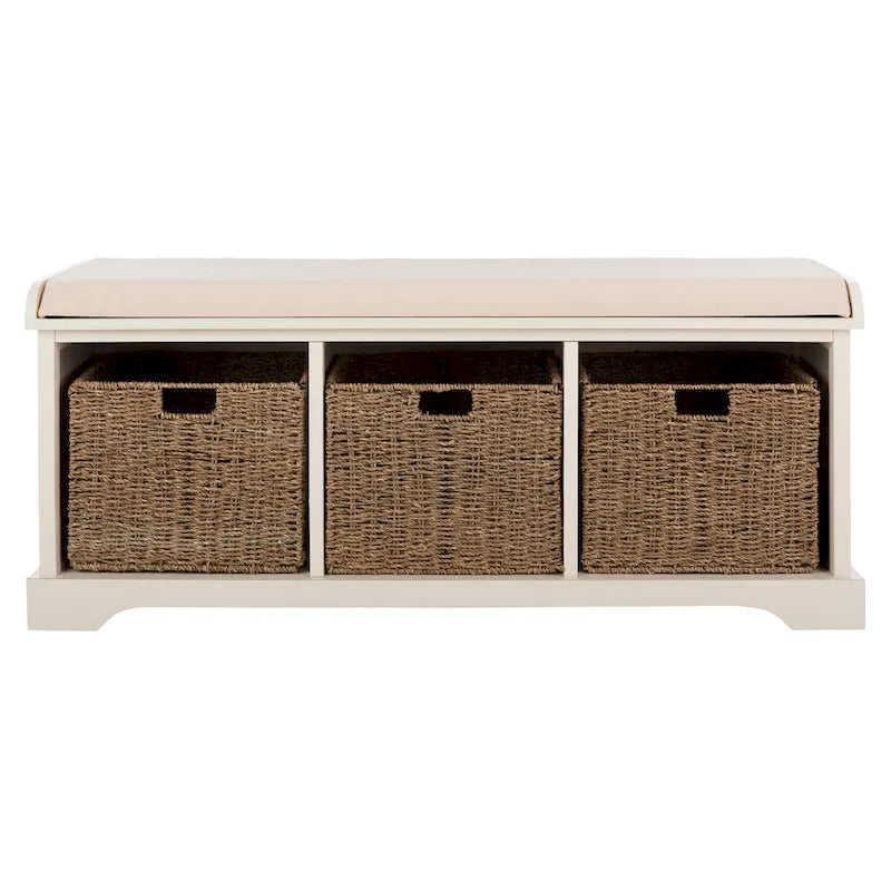 Banc de rangement gris/blanc - 47 x 16,1 x 19,9 - 47 L x 16 P x 20 H