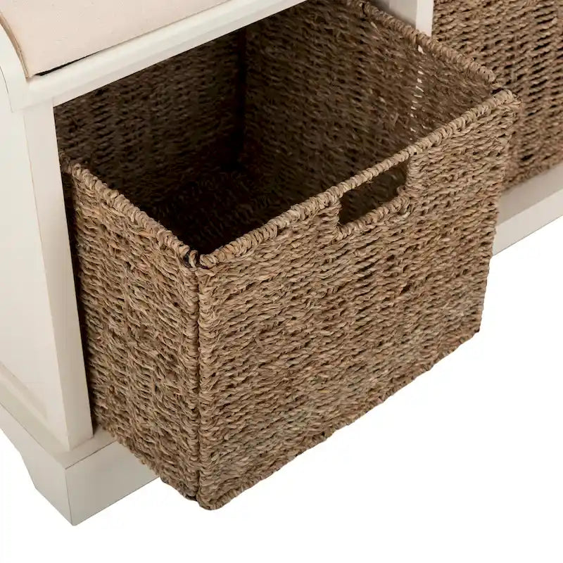 Banc de rangement gris/blanc - 47 x 16,1 x 19,9 - 47 L x 16 P x 20 H