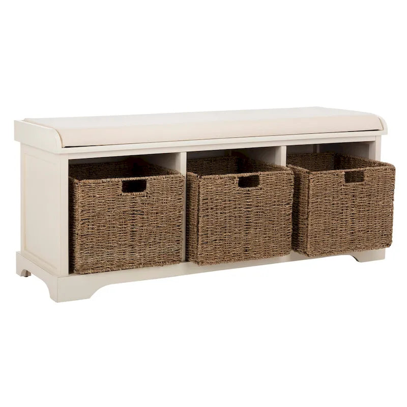 Banc de rangement gris/blanc - 47 x 16,1 x 19,9 - 47 L x 16 P x 20 H