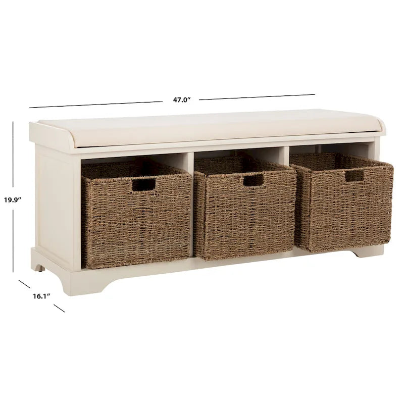 Banc de rangement gris/blanc - 47 x 16,1 x 19,9 - 47 L x 16 P x 20 H