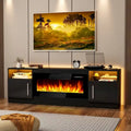 Meuble TV cheminée de 70 po avec cheminée électrique de 36 po, meuble TV pour téléviseurs jusqu'à 80 po, lumières LED 16 couleurs/centre de divertissement