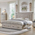 Cadre de lit Queen Size style ferme avec tête de lit de 137 cm et 2 grands tiroirs