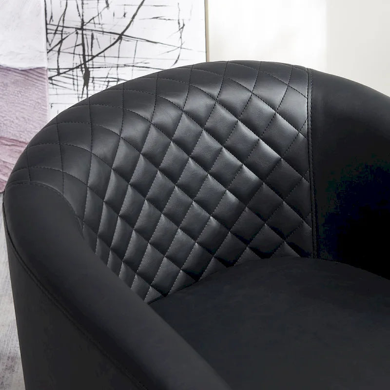 Fauteuil pivotant rond en similicuir capitonné de 29 po de large
