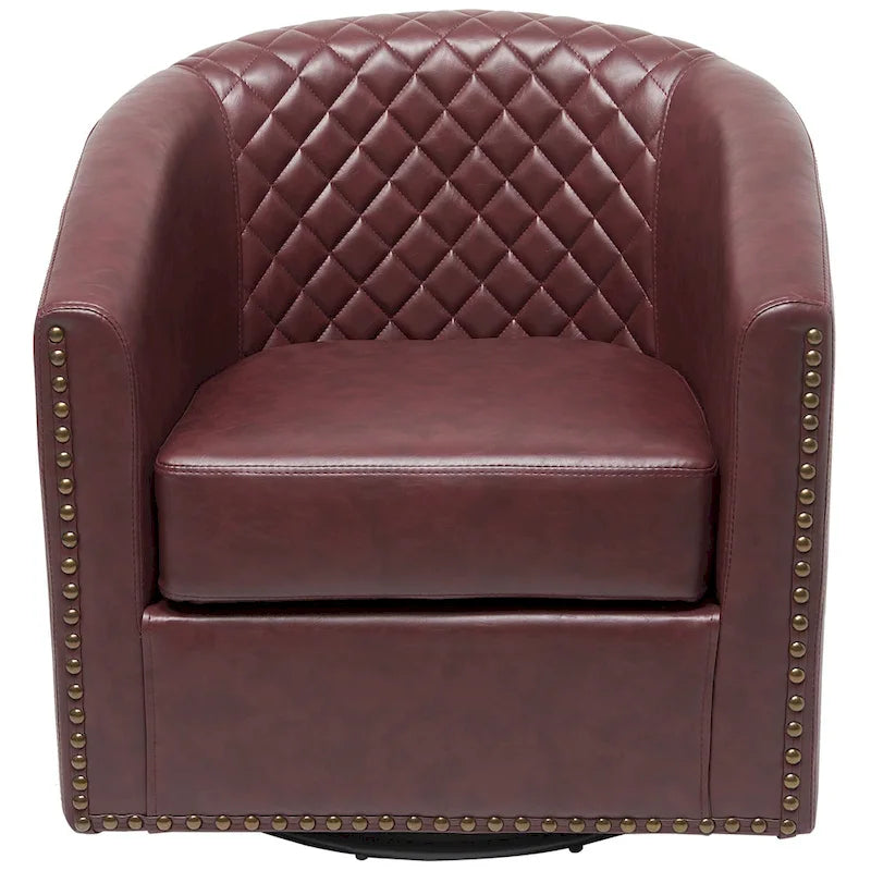 Fauteuil pivotant rond en similicuir capitonné de 29 po de large