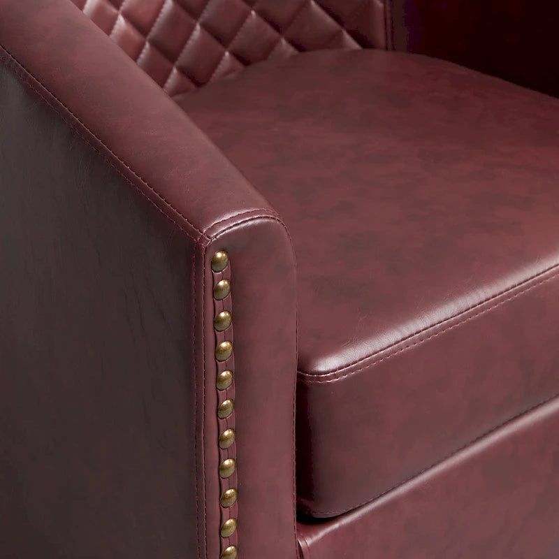 Fauteuil pivotant rond en similicuir capitonné de 29 po de large