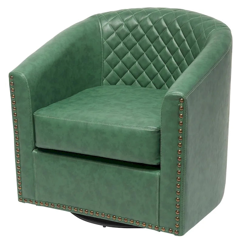 Fauteuil pivotant rond en similicuir capitonné de 29 po de large