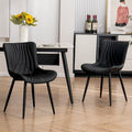 Chaises de salle à manger sans accoudoirs rembourrées en cuir modernes - Lot de 2