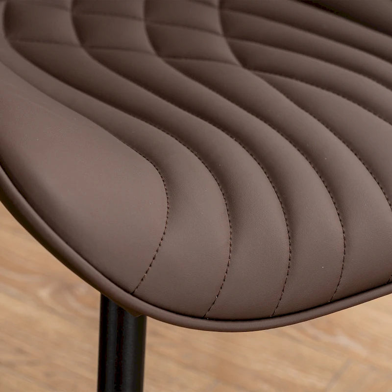 Chaises de salle à manger sans accoudoirs rembourrées en cuir modernes - Lot de 2