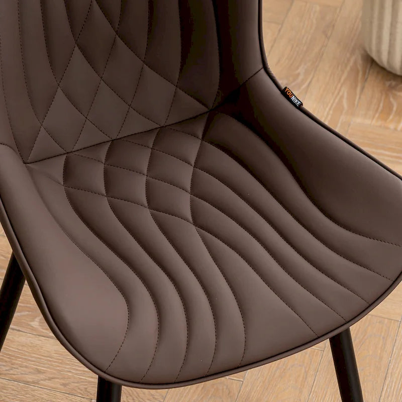 Chaises de salle à manger sans accoudoirs rembourrées en cuir modernes - Lot de 2