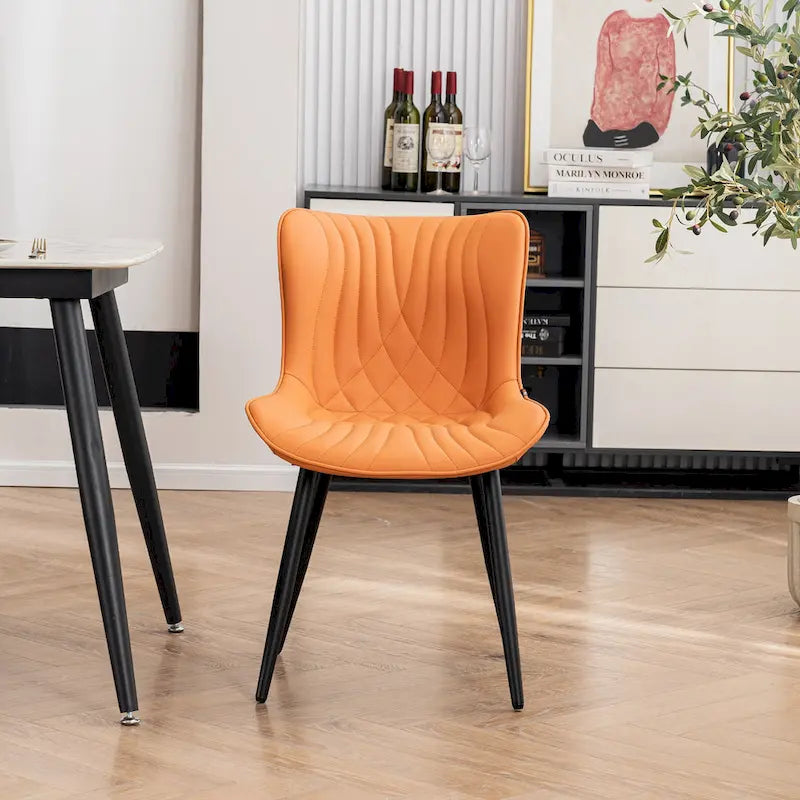 Chaises de salle à manger sans accoudoirs rembourrées en cuir modernes - Lot de 2