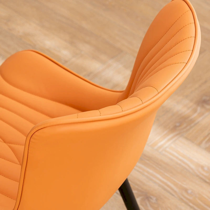 Chaises de salle à manger sans accoudoirs rembourrées en cuir modernes - Lot de 2