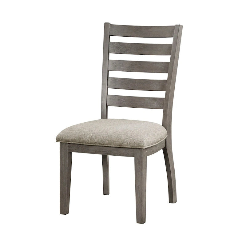Chaises de salle à manger latérales de 23 pouces, dossier à barreaux, gris, siège rembourré beige
