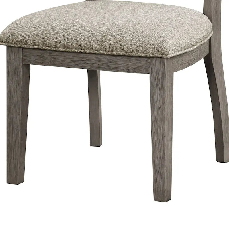 Chaises de salle à manger latérales de 23 pouces, dossier à barreaux, gris, siège rembourré beige